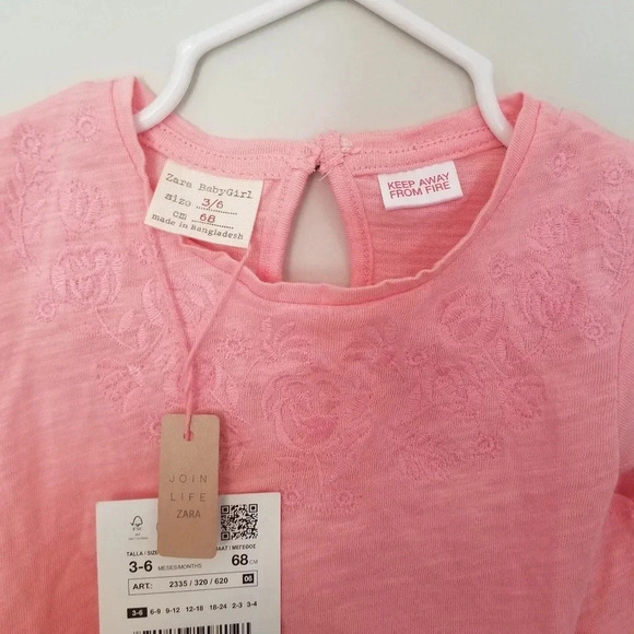 NWT Zara Baby Girl Pink Embroidered Top 3-6 Months - Picture 4 of 4
